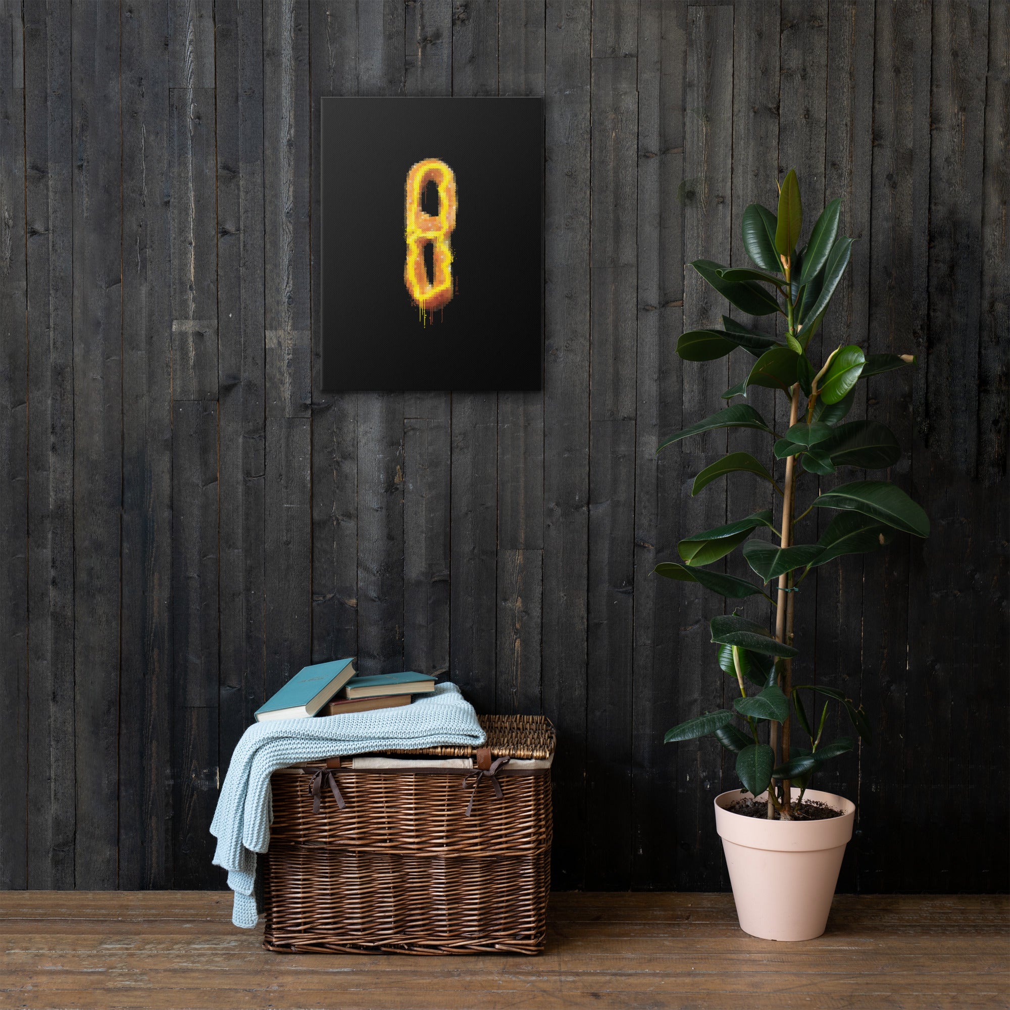 7th & Federal soft pretzel canvas art displayed in interior setting