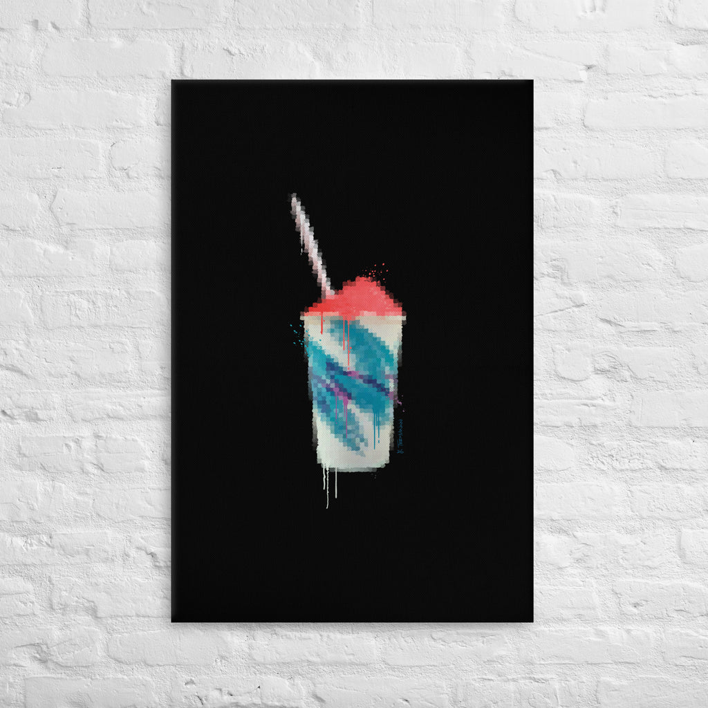 13th & Oregon Philadelphia water ice canvas art by Ted Mininni displayed on white brick wall